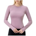 thumbnail image 1 of Ltctricy Women's Workout Tops Seamless Crew Neck Long Sleeve Quick Dry Running Athletic Shirts Slim Yoga T-Shirts, 1 of 7
