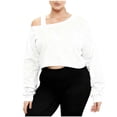 thumbnail image 1 of Ltctricy Women's off the Shoulder Sweatshirts Strapped Long Sleeve Cropped Sweatshirts Loose Pullover Sweater Tops(White,Medium), 1 of 6