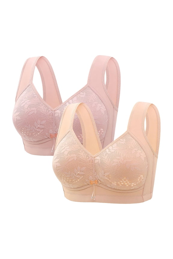 Womens 2 Pack Push up Bras No Underwire Breathable Bralettes Comfort Full Coverage Everyday Bras