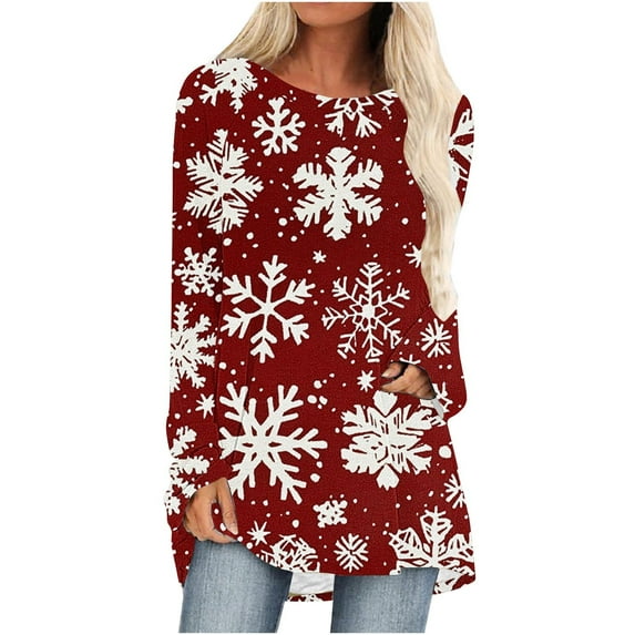 Ltctricy Womens Christmas Pullover Tops Trendy Cute Long Sleeve Shirts Casual Comfy Loose Blouse Fall Fashion Outfits