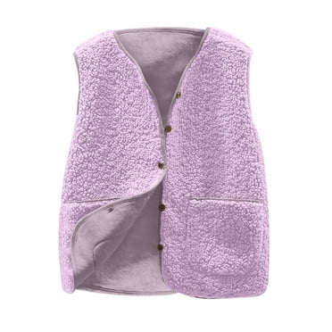 Ltctricy Womens Plus Size Fuzzy Fleece Vest Lightweight Winter Warm Sleeveless Jacket Casual Button Down Waistcoat Outerwear