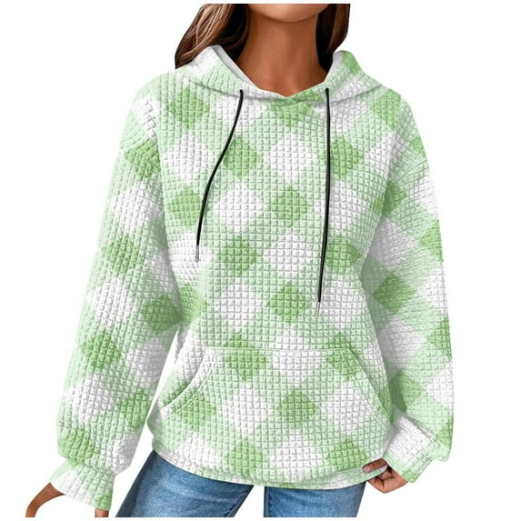 Ltctricy Womens Plus Size Sweatshirts Hoodies Casual Loose Plaid Pullover Tops Fall Fashion Outfits with Pocket
