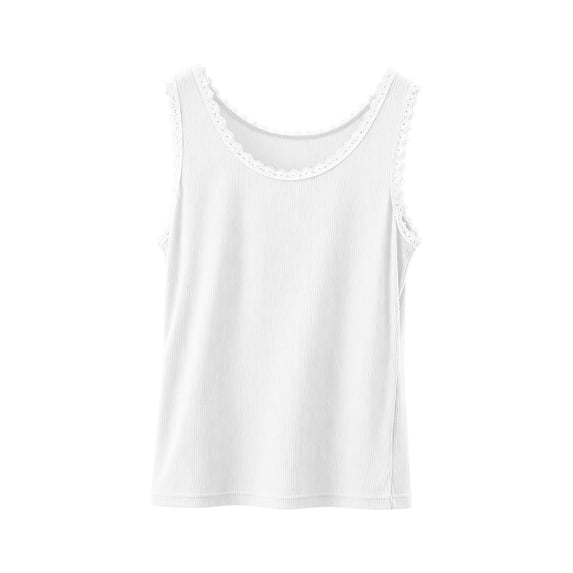 Ltctricy Womens Sleeveless Pajama Tops Lace Crew Neck Sleep Tank Tops Casual Loose Fit Loungewear Summer Clothing