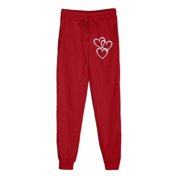 Ltctricy Womens Valentine's Day Sweatpants Cute Comfy Workout Running Joggers Fall Winter Fashion Fleece Lined Pants