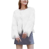 Ltctricy Womens Winter Coats Fluffy Fuzzy Warm Fall Winter Cropped Jacket Long Sleeve Open Front Outerwear
