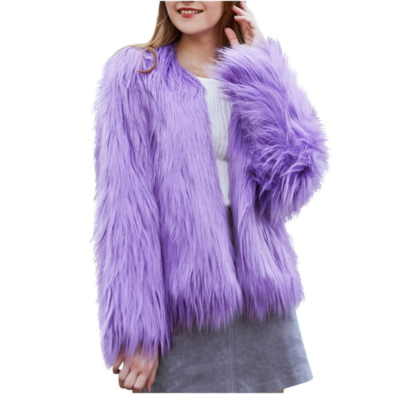 Ltctricy Womens Winter Coats Fluffy Fuzzy Warm Fall Winter Cropped Jacket Long Sleeve Open Front Outerwear