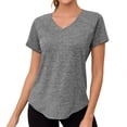thumbnail image 1 of Ltctricy Workout Tops for Women Casual Short Sleeve V Neck Curved Hem Gym Athletic T Shirts Running Yoga Tees, 1 of 7