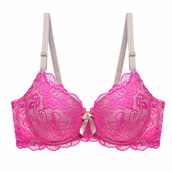 Ltctricy lace bralettes for women plus size lightly lined full coverage lifting push up bras comfortable everyday bras(Hot Pink,X-Large)