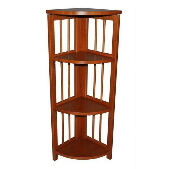 Ltd  4-tier corner folding bookcase  Honey Oak