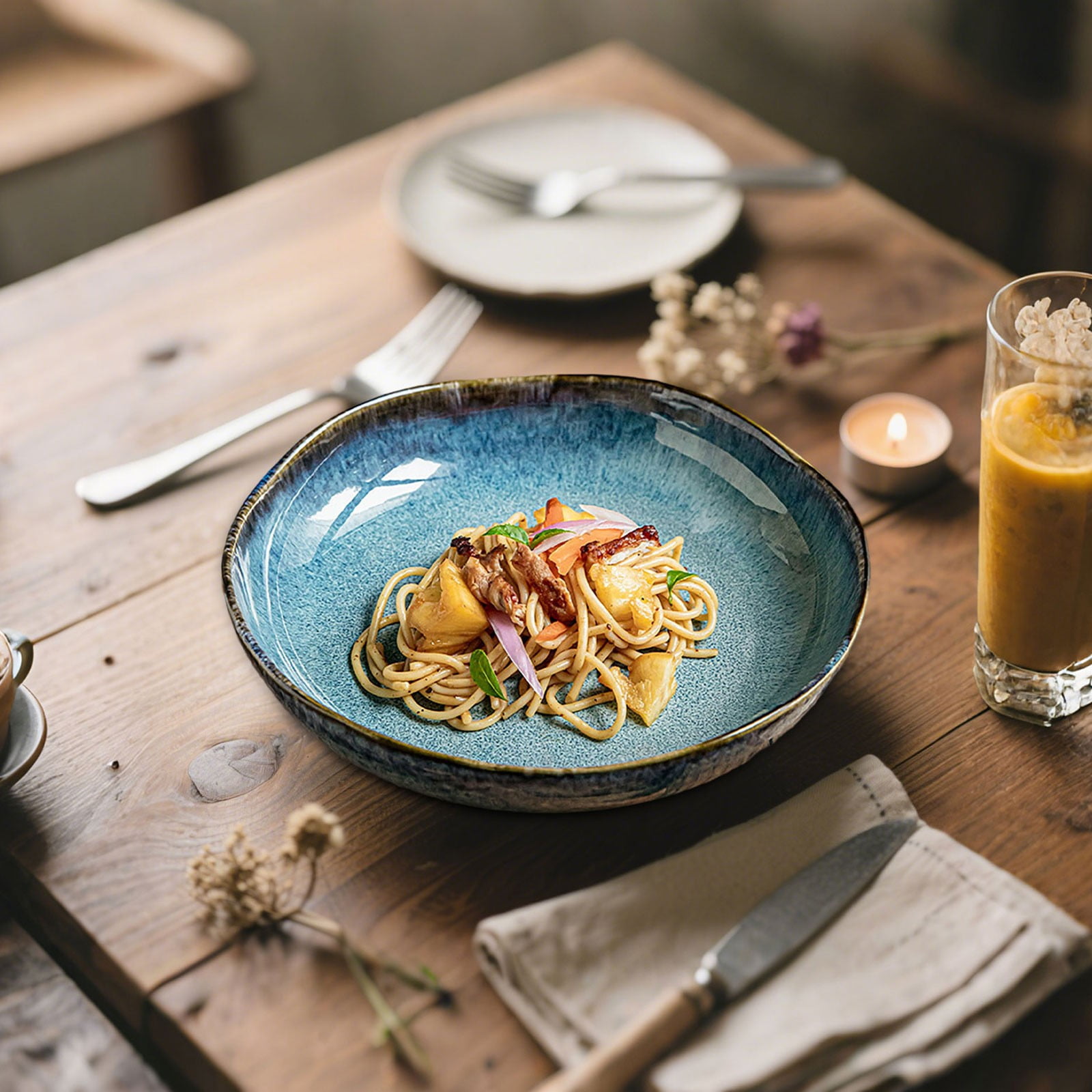 Ltdhehe Ceramic Dinnerware Set Irregular Deep Plates For Kitchen Dining ...