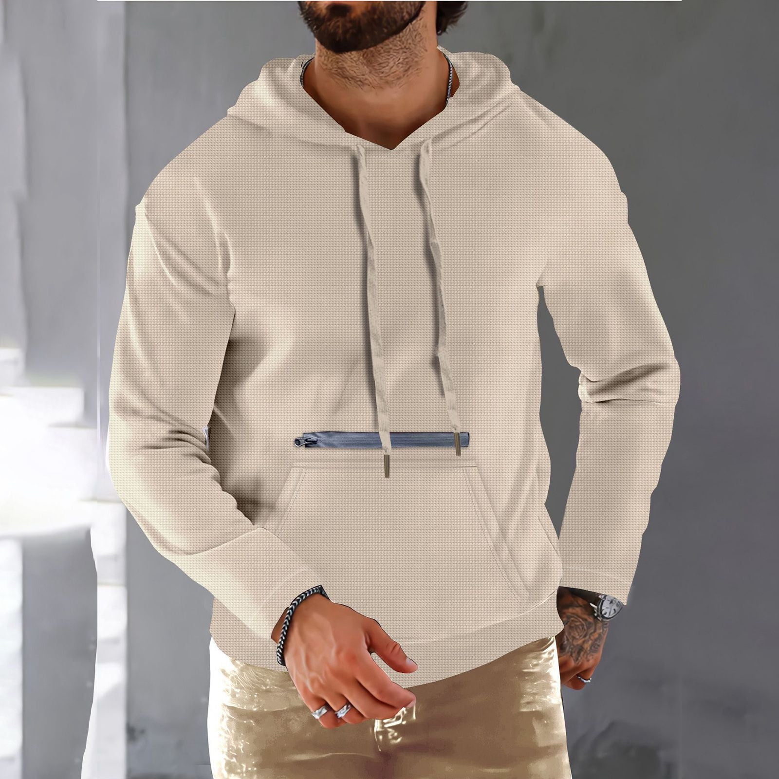 Ltkghfjy Mens Hoodies Clearance Sports Plus Size Long Sleeve Pullover Zipper Loose Big and Tall