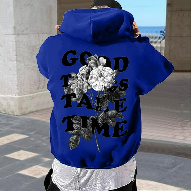 Ltkghfjy Mens Hoodies Clearance Under 10 Big and Tall Print Hooded Sweatshirts Drawstring Plus Size Pullover Y2K Fashion Casual Long Sleeve Hoodies