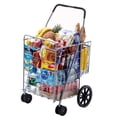 thumbnail image 1 of Ltmate Jumbo Folding Shopping Cart with Double Basket and Adjustable Handle, Sliver, 1 of 6