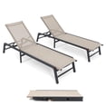 thumbnail image 1 of Ltmate Set of 2 Aluminum Outdoor Adjustable Backrest Chaise Lounge Chair, Assemble-Free Patio Folding Pool Lounge Chair,Beige, 1 of 6