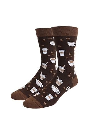 1PC Novelty Beer Food Print Crew Socks Men Funny Graphic Dress Mid Calf Socks,Soft Comical Casual Business Fashion Socks,Cartoon Pattern Gift Socks for Party Daily Work Wear Coffee A