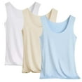 thumbnail image 1 of Ltpwer 3 Pack Sleep Tank Tops for Women, Seamless Tank Tops for Women, Soft Stretchy Basic Camisole,Sleeveless Scoop Neck Undershirt, Slim Fit Layering Vest for Loungewear, Sleepwear, 1 of 2