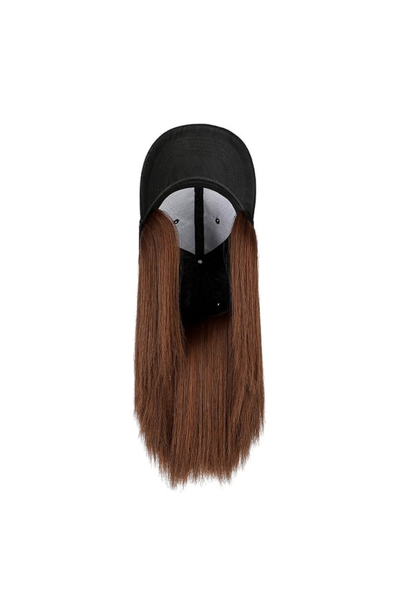 Baseball Wig Cap with Hair Extensions Synthetic Wig Hat for Women Adjustable Baseball Hat,Woman Baseball Cap with Hair Extensions Straight Short Bob Hairstyle Adjustable Wig Hat C