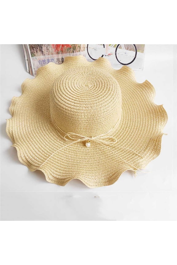 Beach Straw Hat for Women Straw Hat Visor Travel Vacation Pool Outdoor Floppy Travel Hats Floppy Sun Hat for Summer Beach Cap Wide Brimmed Hats for Women Boho Visor Hat Panama Fedora Hat A