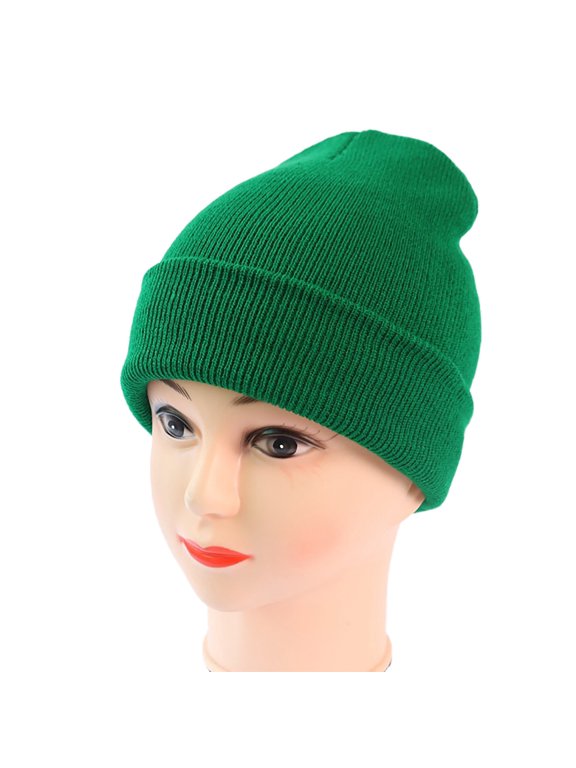 Beanie for Men Women,Slouchy Winter Hat Cuffed Skull Caps,Unisex Double-Layer Soft Warm Windproof No-Slip Fit Pullover Knitted Cap for Ski,Dog Walking,Jogging & Outdoor Sports Green One Size
