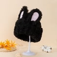 thumbnail image 1 of Ltpwer Bunny Ear Beanie Plush Fluffy Rabbit Winter Hat for Women, Cute Y2K Skull Cap Warm Stylish Cold Weather Cap Stretchy Skin‑Friendly Casual Headwear for Weekend Outings Black One Size, 1 of 3