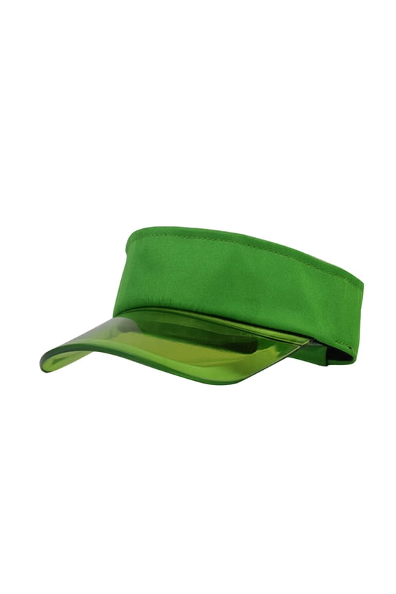Cotton Sun Visor Hat Unisex,UV Protection Anti-Glare Topless Cap,Adjustable Back Strap See-Through Visor,Solid Color Fabric Crown for Streetwear,Music Festivals,Beach Parties Green One size