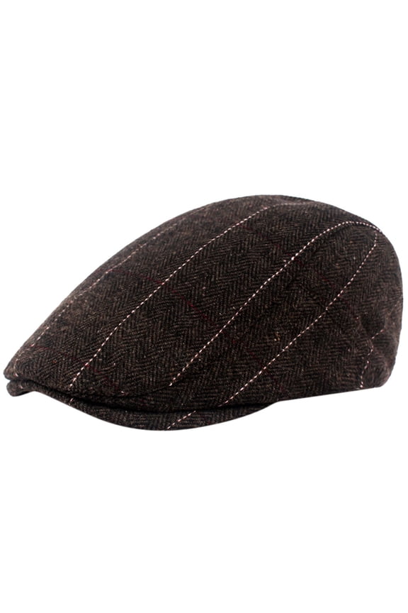 Flat Cap for Men Women，Herringbone Plaid Tweed Wool Ivy Flat Cap,Vintage Retro Newsboy Cabbie Duckbill Beret,Fitted Short Brim Scally Cap Flat Keep Warm Gatsby Hat Gifts Coffee One Size