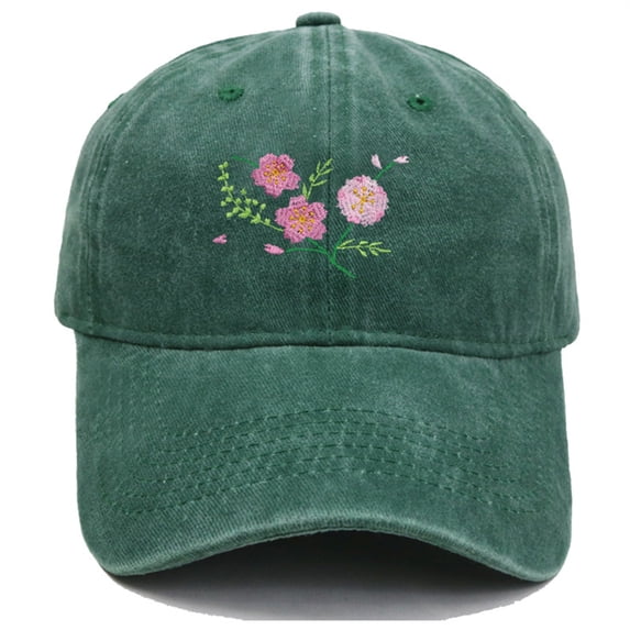 Ltpwer Floral Baseball Caps for Women,Embroidered Hats,Washed Distressed Vintage Cap with Curved Brim,Adjustable Back Strap for Spring Outings,Casual Commutes & Everyday Wear