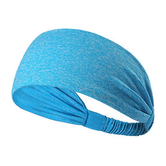 Ltpwer Headbands for Women Non-Slip Moisture Wicking Space Dyed Sports Wide Head Band,Twist Knotted Workout Sweatband,Stretchy Turban Hair Accessories for Yoga Running Gym Fitness Sky Blue One Size