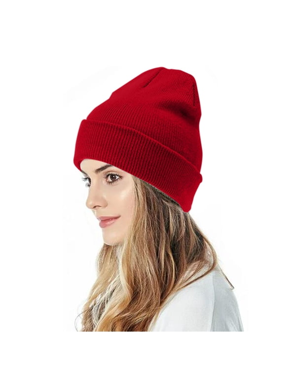 Knit Beanie Couples,Classic Plain Skull Cap,Stretchy Slouchy Winter Hat,Fold Rib Cuff Solid Pullover Hat for Men Women Daily Errands Office Dating Outdoor Walking Cold Season Wine One Size
