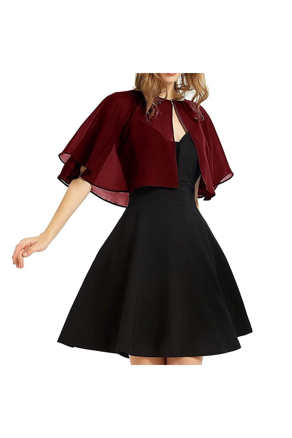 , Lace Shawl Wrap for Women, Sheer Capelet with Button, Lace Shrug Cover Up, Summer Evening Wedding Bridal Cape Bolero, Sheer Cardigan for Formal Party, Prom, Bridesmaid Red One size