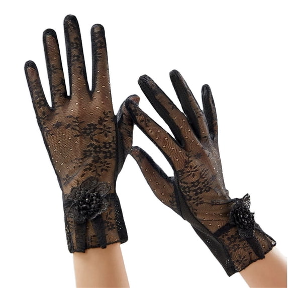 Ltpwer, Lace Sun Protection Gloves for Women, Floral Mesh Full Finger Gloves, UV Blocking Driving Gloves, Thin Sheer Hand Covers, for Summer, Outdoor, Commuting, Wedding, Tea Party