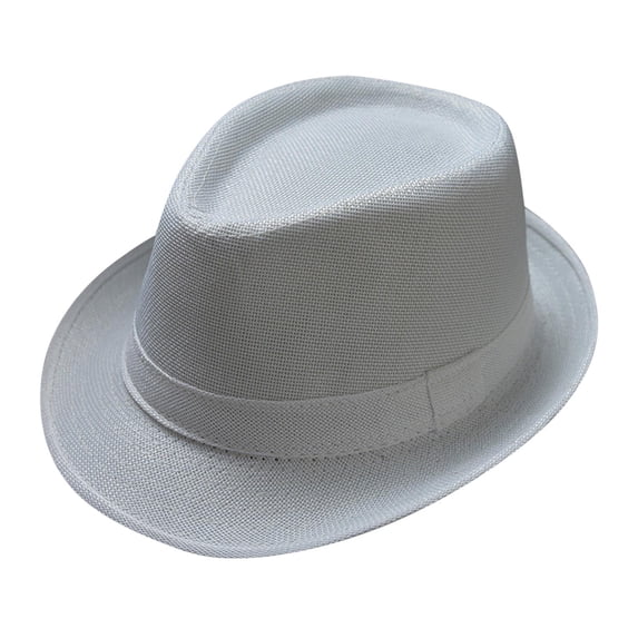 Ltpwer Linen Blend Fedora Hat for Men Women,Solid Color Short Brim Summer Hat,Multi-Color Options Headwear for Beach Vacations,Outings,Street Style,Music Festivals,Outdoor Events White One size
