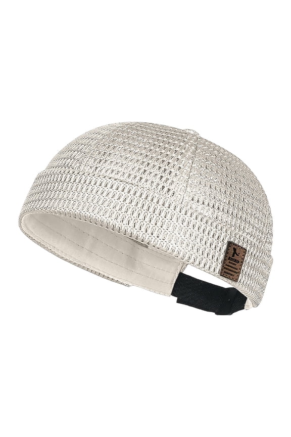 Men's Mesh Knit Skull Cap,Hollow Out Crochet Beanie with Adjustable Back Strap,Multi-Color Options Headwear for Summer,Sports,Running,Cycling,Gym Workouts,Outdoor Activities Beige One Size
