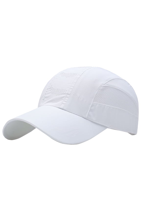 Mens Sun Hat,Baseball Cap Unisex,Quick Drying Breathable Mesh Folding Hat,Portable Unstructured Sport Visor Cap,UPF 50+ Sun Protective Thin Summer Sports Outdoor Headwear White One Size