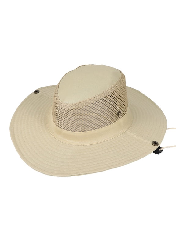 Mesh Sun Hat for Women Men,Wide Brim Fishing Boonie Cap,Adjustable Windproof Chin Cord Bucket Hat,Quick Dry UV Protection Safari Hat,for Garden Work,Cycling Outdoor Adventure A3/Beige One Size