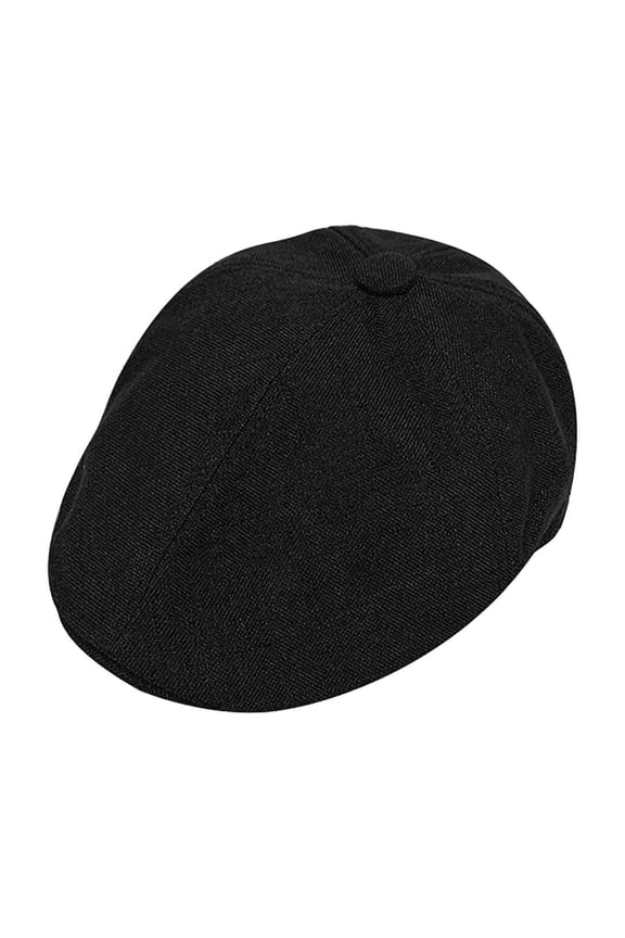 Newsboy Cap for Men Women Vintage Flat Cap,6 Panel Linen Cotton Breathable Newsboy Ivy Cap,Solid Short Brim Cabbie Driving Beret Hat with Adjustable Strap for Spring Summer Black One Size
