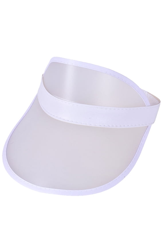 PC Brim Sun Visor Hat Unisex,UV Protection Anti-Glare Topless Cap,Wide Elastic Headband,Adjustable Back Strap,See-Through Visor for Beach Parties,Music Festivals,Cruise Trips Beige One size