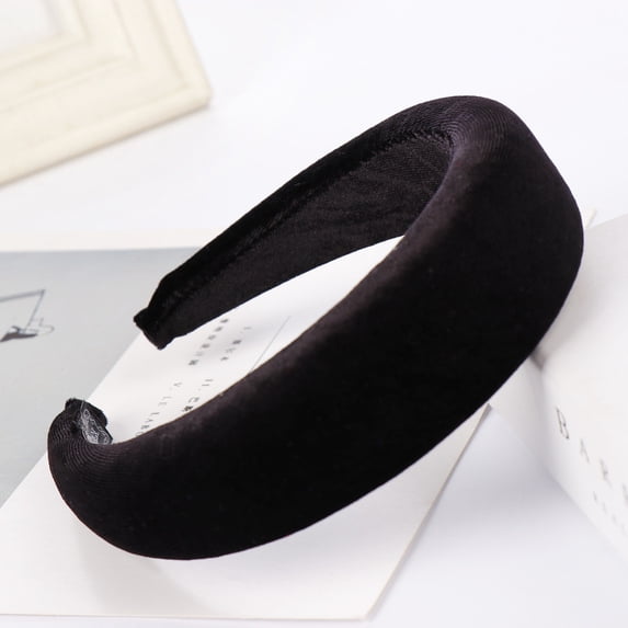 Ltpwer Padded Headband for Women,Velvet Thick Sponge Cushioned Hair Hoop,Soft Plush Fabric & Non-Slip Design,Fashion Statement Accessory for Daily Wear,Parties & Special Occasions Black One Size