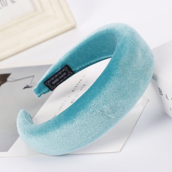 Ltpwer Padded Headband for Women,Velvet Thick Sponge Cushioned Hair Hoop,Soft Plush Fabric & Non-Slip Design,Fashion Statement Accessory for Daily Wear,Parties & Special Occasions Sky Blue One Size