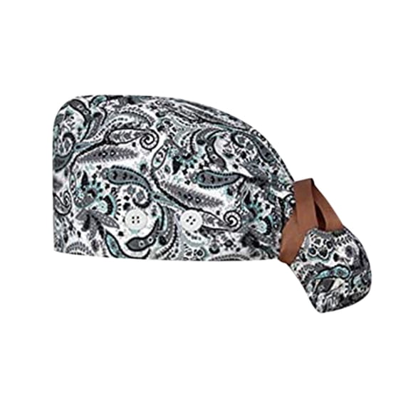 Ltpwer Scrub Cap Women Men Nurse Work Cap Printed Ponytail Surgical Hat,Two Side Buttons Adjustable Ribbon Tie Bouffant Cap,Dustproof Doctor Cap for Beauty Salon Clinic Multicolor2 One Size