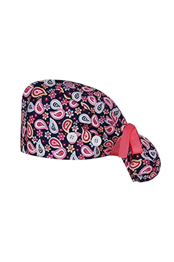 Scrub Cap Women Men Nurse Work Cap Printed Ponytail Surgical Hat,Two Side Buttons Adjustable Ribbon Tie Bouffant Cap,Dustproof Doctor Cap for Beauty Salon Clinic Multicolor8 One Size