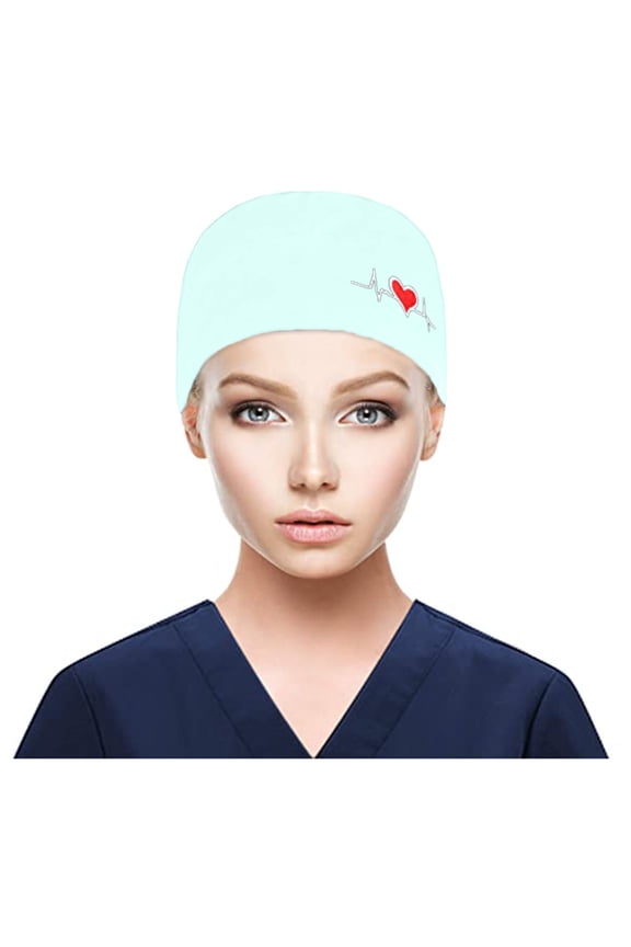 Scrub Caps Women Men Nurse Work Cap Printed Ponytail Surgical Hat,solid Two Side Buttons Adjustable Ribbon Tie Bouffant Cap,Dustproof Doctor Cap for Beauty Salon Clinic Light Green One Size