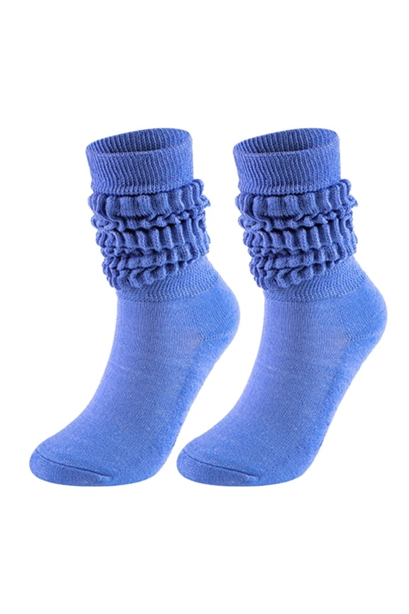, Slouch Socks for Women, Cotton Knit Scrunch Boot Socks, Knee High Stacked Slouchy Solid Color Long Socks, Retro Chunky Ruched Design, for Winter, Fall, Daily Wear, 1 Pair BU2 One size
