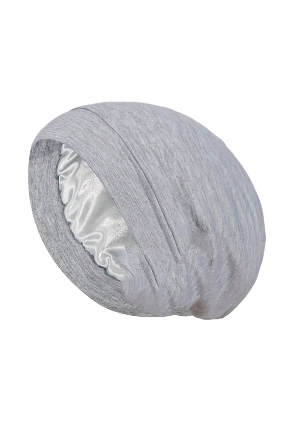 Stretchy Beanie Cap for Men Women, Polyester Seamless Sleep Hat, Chemo Solid Color Casual Head Wrap, Suitable for Night Sleeping, Hair Loss Recovery, Yoga, Gym, Everyday Wear Grey One size