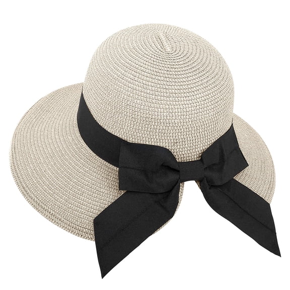 Ltpwer Sun Hats for Women Floppy Sun Hat for Summer Beach Cap Upf 50+ Uv Sun Protection Garden Party Hat Panama Fedora Hat Golf Straw Hat Wide Brim Summer Straw Hat Summer Hats for Women Beige