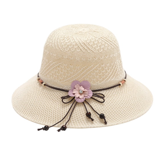 Ltpwer Sun Hats for Women Woven Straw Hat Western Straw Hat Foldable Packable Roll Up Cap Wide Brimmed Hats for Women Upf 50+ Uv Sun Protection Vacation Hats Straw Hat Wide Brim Cute Hat Beige