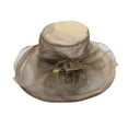 thumbnail image 1 of Ltpwer Tea Party Hat for Women,Church 1920s Hats for Ladies,Organza Floral Wide Brim Sun Hat,Elegant Perfect for Weddings,Derby,Church Events & Special Occasions Khaki One Size, 1 of 3