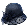thumbnail image 1 of Ltpwer Tea Party Hat for Women,Church 1920s Hats for Ladies,Wide Brimmed Cloche Polka Dot Hat,Organza Bow Flower Bucket Hat,UV Protection for Tea Parties,Derby,Weddings & Summer Wear Navy One Size, 1 of 3