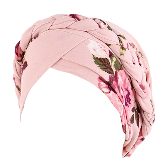 Ltpwer Turban Headwrap,Floral Print Braided Turban for Women,Pre-Tied Head Scarf Cap with Twist Design,Breathable Fabric & Comfortable Fit for Beach Outings,Chemo Headwear & Styling