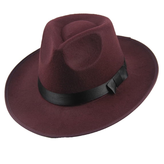 Ltpwer Wide Brim Felt Fedora Hat for Men Women,Black Ribbon Trimmed Jazz Hat,Multi-Color Caps Great for Daily Wear,Streetwear,Concerts,Costume Parties,Outdoor Trips RD1 One size